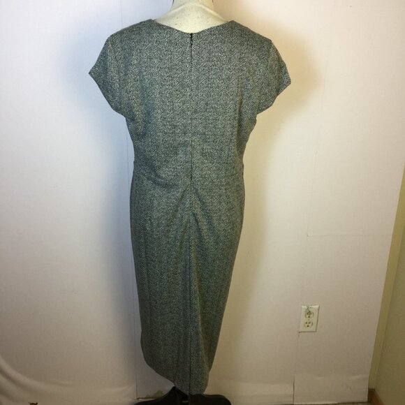 New! Spencer + Shaw Sheath Dress XL Black White Herringbone Knit Cap Sleeve - Picture 3 of 14
